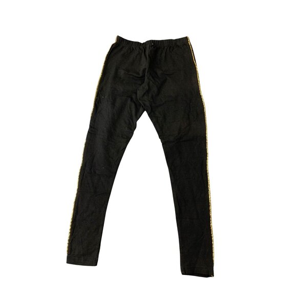 Steve Madden Womens Size Small Legging Pull On Black Pants Gold Stripe Down Side - Picture 4 of 4